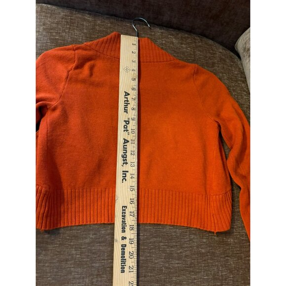 Orange Ribbed Open Front Cropped Cardigan Sweater Y2K - Picture 5 of 5